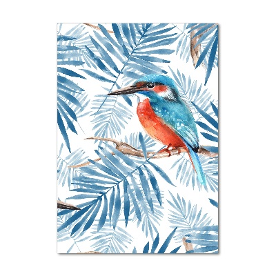 Quadro stampa su vetro acrilico verticale Uccelli e foglie