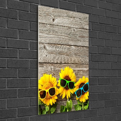 Quadro acrilico verticale Occhiali Girasole