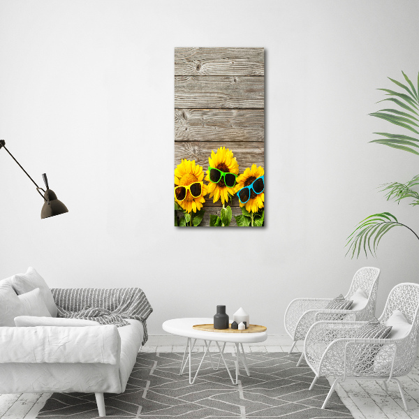 Quadro acrilico verticale Occhiali Girasole