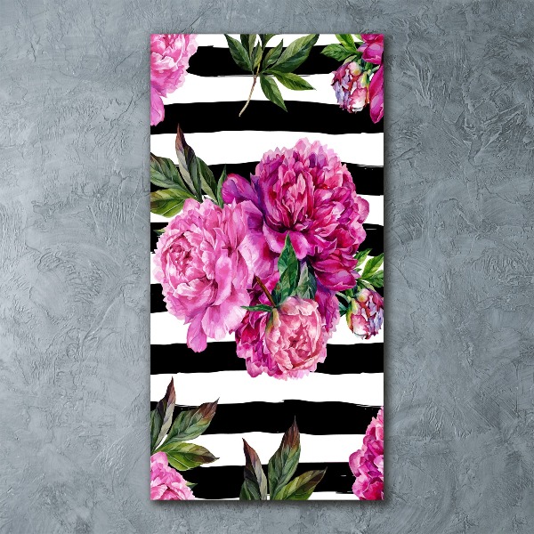 Quadro stampa su vetro acrilico verticale Peonie