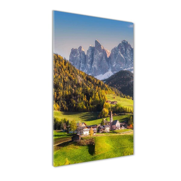 Quadro in vetro acrilico verticale Una città di montagna