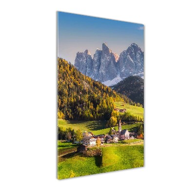 Quadro in vetro acrilico verticale Una città di montagna