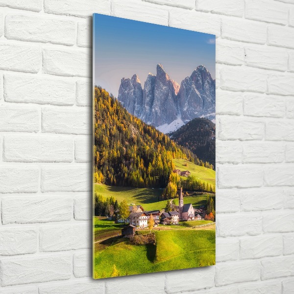 Quadro in vetro acrilico verticale Una città di montagna