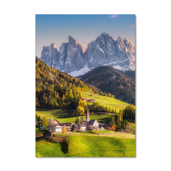 Quadro in vetro acrilico verticale Una città di montagna