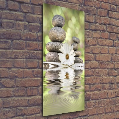 Quadro stampa su vetro acrilico verticale Pietre e fiori