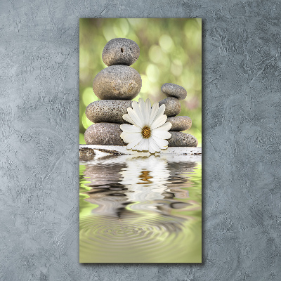 Quadro stampa su vetro acrilico verticale Pietre e fiori
