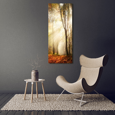 Quadro vetro acrilico verticale Foresta in autunno