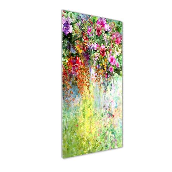 Quadro in vetro acrilico verticale Fiori colorati