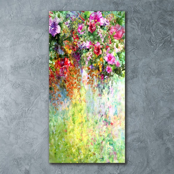 Quadro in vetro acrilico verticale Fiori colorati