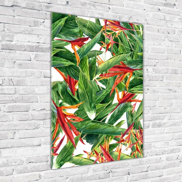 Quadro in vetro acrilico verticale Strelitzia reginae