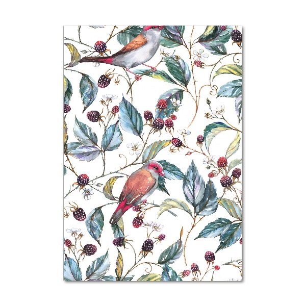 Quadro vetro acrilico verticale Uccelli e more