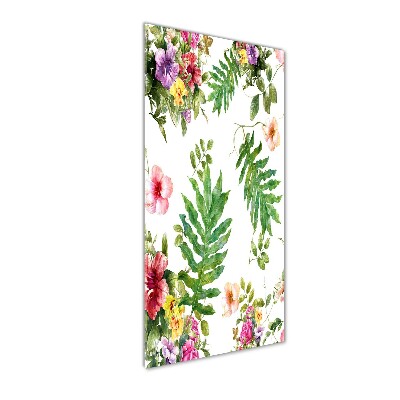 Quadro acrilico verticale Fiori tropicali