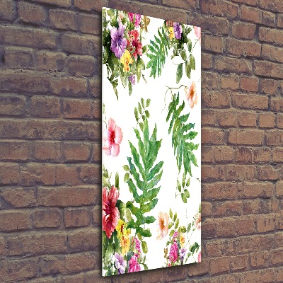 Quadro acrilico verticale Fiori tropicali