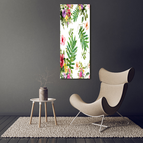 Quadro acrilico verticale Fiori tropicali