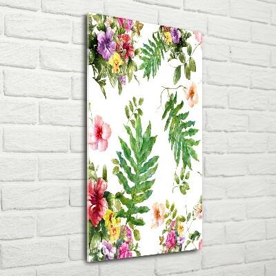 Quadro acrilico verticale Fiori tropicali