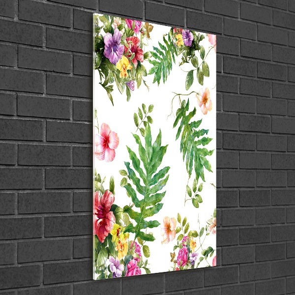 Quadro acrilico verticale Fiori tropicali
