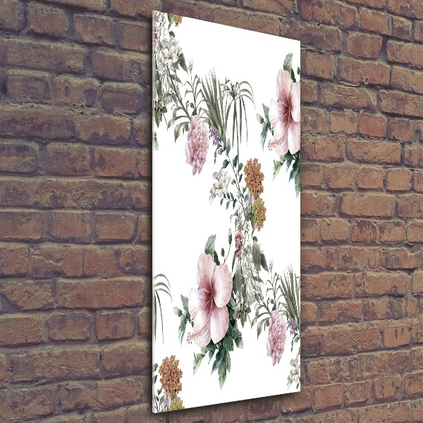Quadro vetro acrilico verticale Fiori tropicali