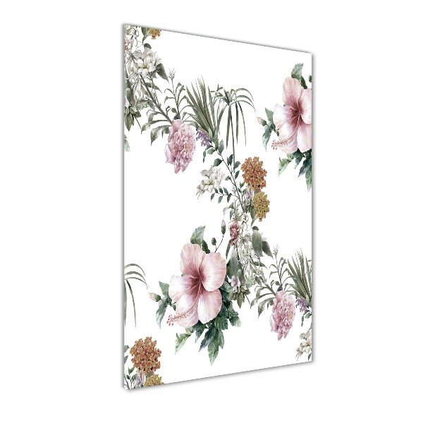 Quadro vetro acrilico verticale Fiori tropicali