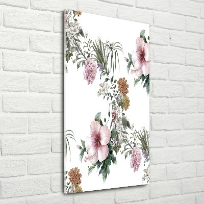 Quadro vetro acrilico verticale Fiori tropicali