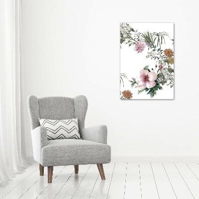 Quadro vetro acrilico verticale Fiori tropicali