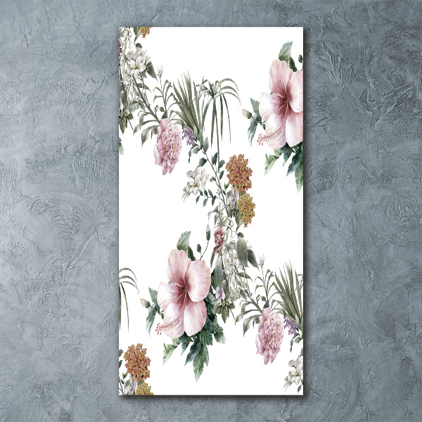 Quadro vetro acrilico verticale Fiori tropicali