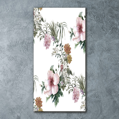 Quadro vetro acrilico verticale Fiori tropicali