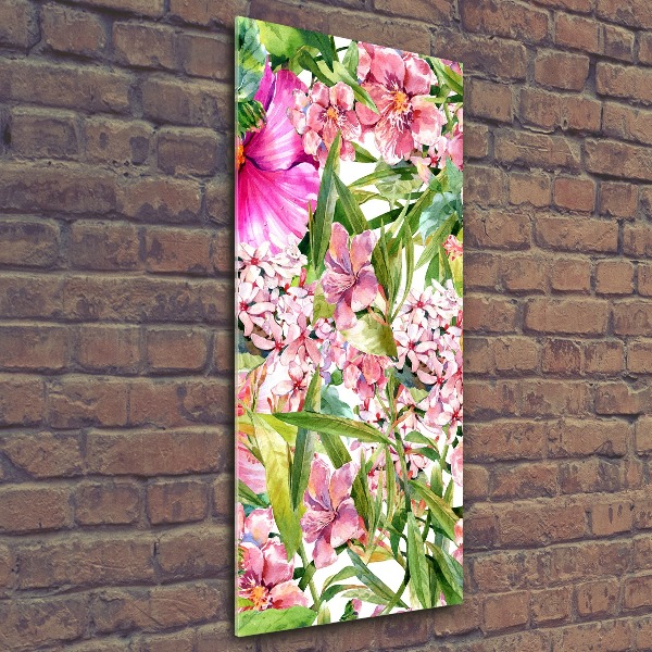 Quadro stampa su vetro acrilico verticale Fiori tropicali