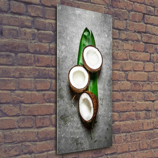 Quadro acrilico verticale Cocco su una foglia