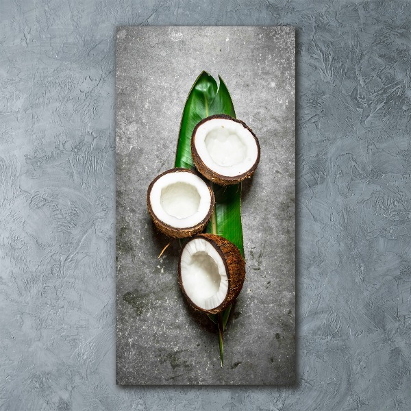 Quadro acrilico verticale Cocco su una foglia