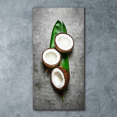 Quadro acrilico verticale Cocco su una foglia