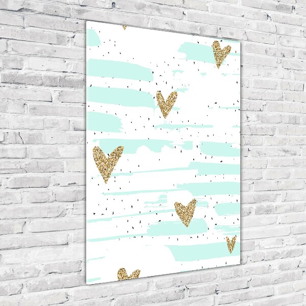 Quadro acrilico verticale Cuori e macchie