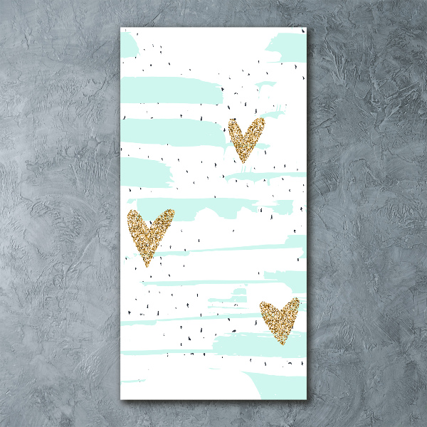 Quadro acrilico verticale Cuori e macchie