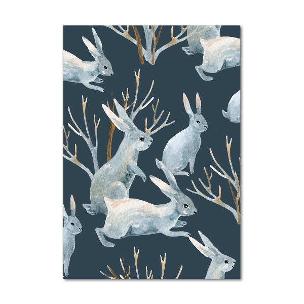 Quadro stampa su vetro acrilico verticale Conigli