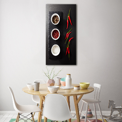 Quadro vetro acrilico verticale Spezie e peperoni