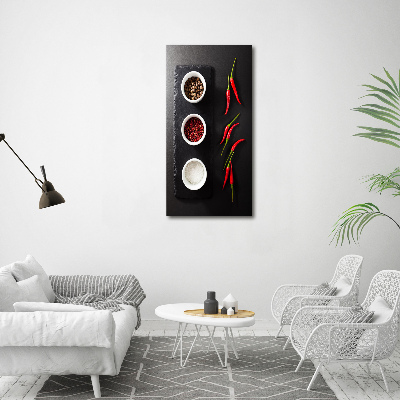 Quadro vetro acrilico verticale Spezie e peperoni