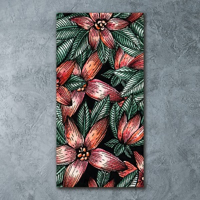 Quadro acrilico verticale Fiori tropicali
