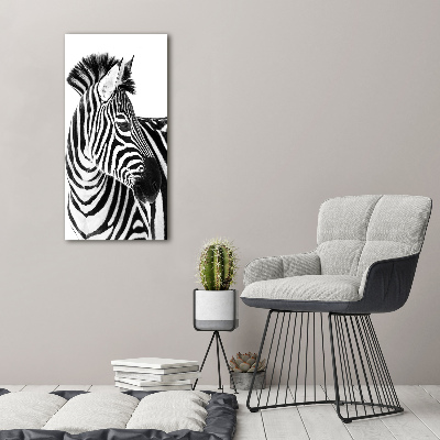 Quadro vetro acrilico verticale Zebra nella neve