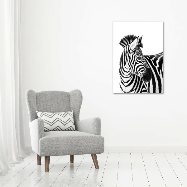 Quadro vetro acrilico verticale Zebra nella neve
