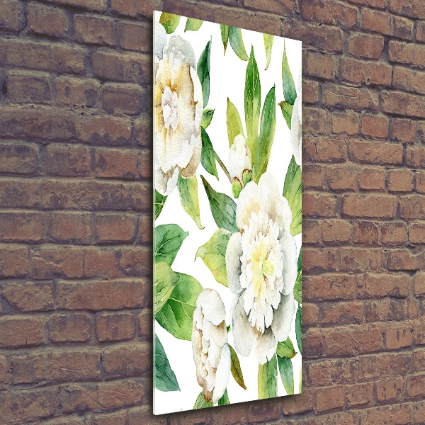 Quadro vetro acrilico verticale Peonie