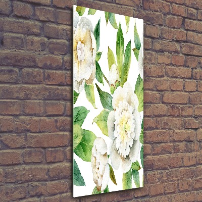 Quadro vetro acrilico verticale Peonie