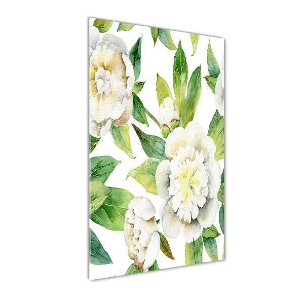 Quadro vetro acrilico verticale Peonie