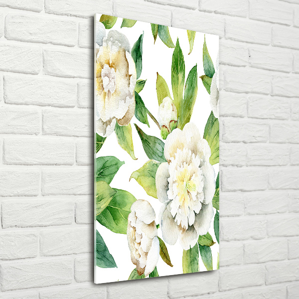 Quadro vetro acrilico verticale Peonie
