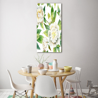 Quadro vetro acrilico verticale Peonie