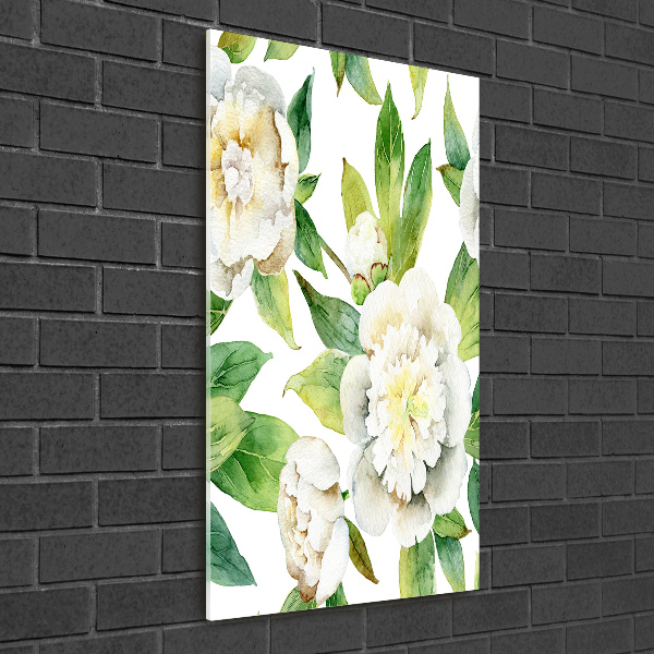 Quadro vetro acrilico verticale Peonie