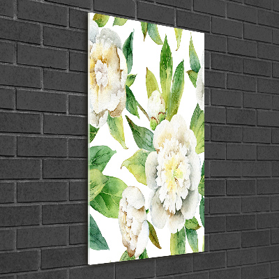 Quadro vetro acrilico verticale Peonie