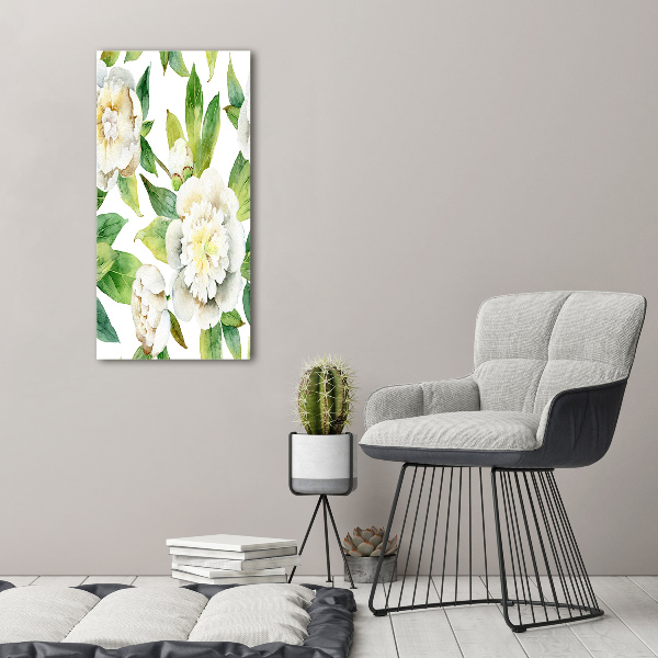Quadro vetro acrilico verticale Peonie