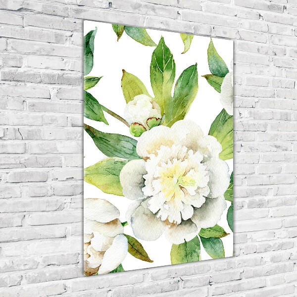 Quadro vetro acrilico verticale Peonie