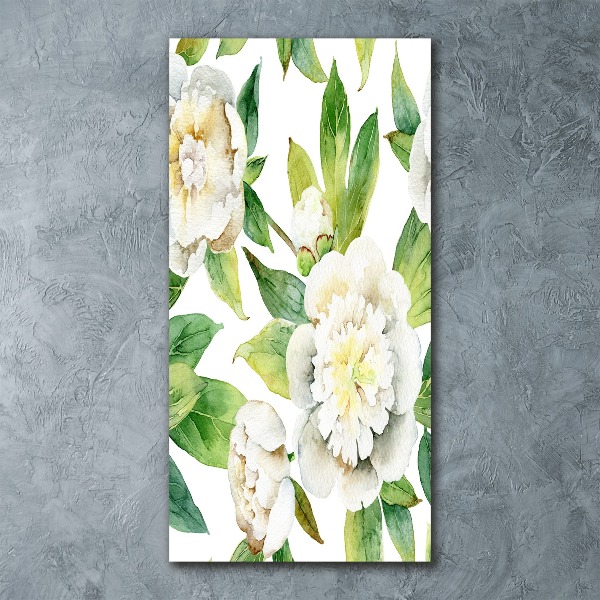 Quadro vetro acrilico verticale Peonie