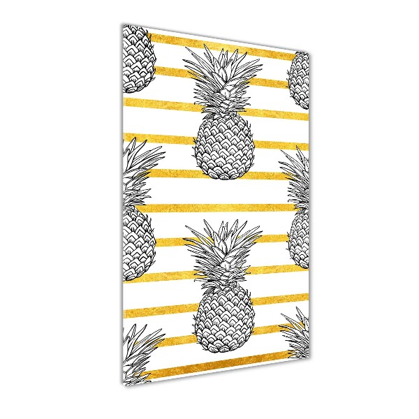 Quadro stampa su vetro acrilico verticale Strisce di ananas