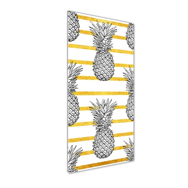 Quadro stampa su vetro acrilico verticale Strisce di ananas